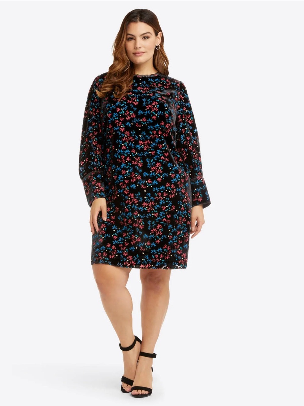 Draper James Women's Velvet Shift Dress in Holly in Color Holly Floral 2X
